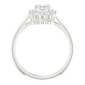 Cubic Zirconia Engagement Ring- The Taelynn (Customizable Oval Cut Style with Cluster Halo and Thin Band) - Image 3