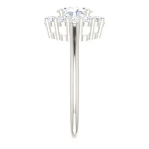 Cubic Zirconia Engagement Ring- The Taelynn (Customizable Oval Cut Style with Cluster Halo and Thin Band) - Image 5