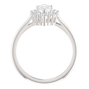 Cubic Zirconia Engagement Ring- The Taelynn (Customizable Pear Cut Style with Cluster Halo and Thin Band) - Image 3