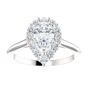 Cubic Zirconia Engagement Ring- The Taelynn (Customizable Pear Cut Style with Cluster Halo and Thin Band) - Image 4