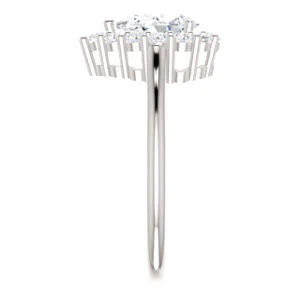 Cubic Zirconia Engagement Ring- The Taelynn (Customizable Pear Cut Style with Cluster Halo and Thin Band) - Image 5