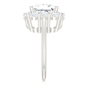 Cubic Zirconia Engagement Ring- The Taelynn (Customizable Princess Cut Style with Cluster Halo and Thin Band) - Image 5