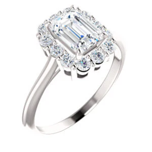Cubic Zirconia Engagement Ring- The Taelynn (Customizable Radiant Cut Style with Cluster Halo and Thin Band) - Image 2