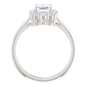 Cubic Zirconia Engagement Ring- The Taelynn (Customizable Radiant Cut Style with Cluster Halo and Thin Band) - Image 3