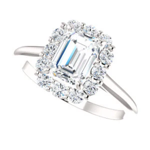 Cubic Zirconia Engagement Ring- The Taelynn (Customizable Radiant Cut Style with Cluster Halo and Thin Band) - Image 6