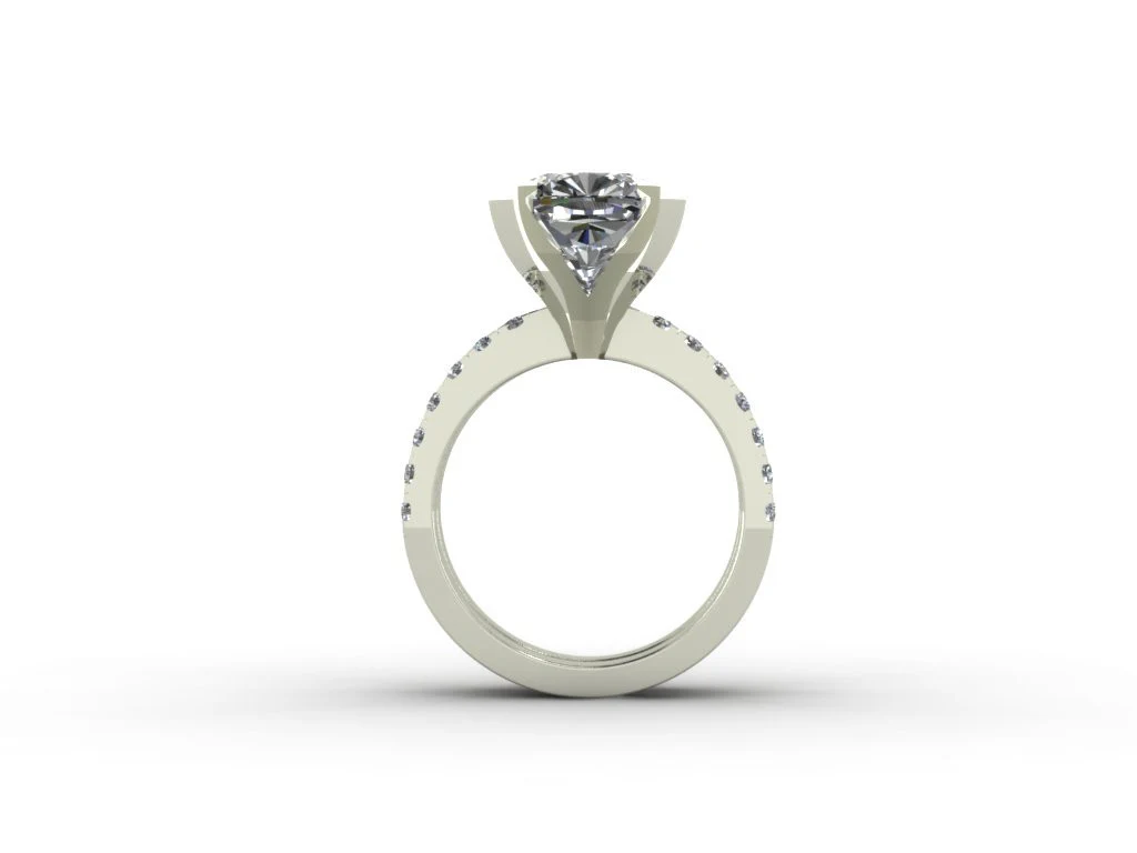 Cubic Zirconia Engagement Ring- The Tien (2 CT Cushion Cut) - Image 4