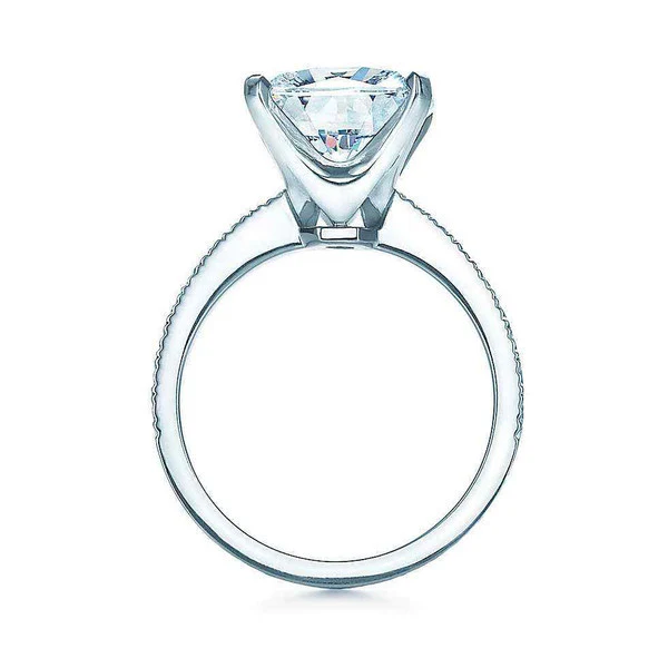 Cubic Zirconia Engagement Ring- The Tien (2 CT Cushion Cut) - Image 5