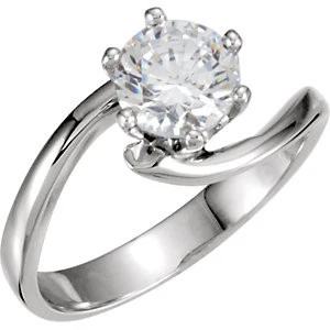 Cubic Zirconia Engagement Ring- The Toni (1 Carat Round-cut Solitaire with Swirl Design) - Image 2