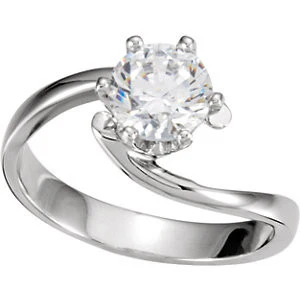 Cubic Zirconia Engagement Ring- The Toni (1 Carat Round-cut Solitaire with Swirl Design) - Image 3