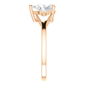 Cubic Zirconia Engagement Ring- The Willie Jo (Customizable 3-stone Pear Cut Design with Small Round Cut Accents and Decorative Cathedral Trellis) - Image 10