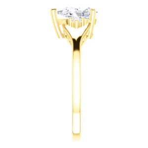 Cubic Zirconia Engagement Ring- The Willie Jo (Customizable 3-stone Pear Cut Design with Small Round Cut Accents and Decorative Cathedral Trellis) - Image 5