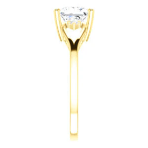 Cubic Zirconia Engagement Ring- The Willie Jo (Customizable 3-stone Princess Cut Design with Small Round Cut Accents and Decorative Cathedral Trellis) - Image 5