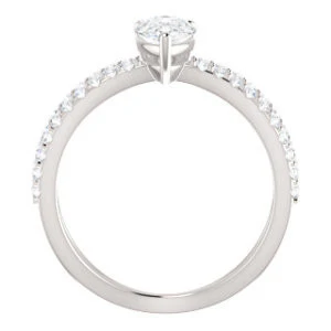 Cubic Zirconia Engagement Ring- The Yasmeen (Customizable Pear Cut Style with Wide X-Split Pavé Band) - Image 3
