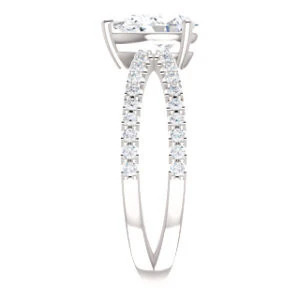 Cubic Zirconia Engagement Ring- The Yasmeen (Customizable Pear Cut Style with Wide X-Split Pavé Band) - Image 5