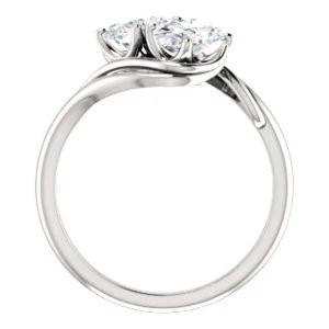 Cubic Zirconia Engagement Ring- The Yuli (Customizable 2-stone Oval Cut Design with Artisan Bypass Split Band) - Image 3
