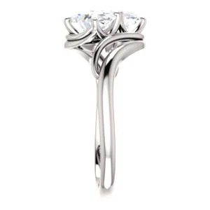 Cubic Zirconia Engagement Ring- The Yuli (Customizable 2-stone Oval Cut Design with Artisan Bypass Split Band) - Image 5