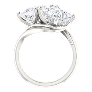 Cubic Zirconia Engagement Ring- The Yuli (Customizable 2-stone Princess Cut Design with Artisan Bypass Split Band) - Image 3