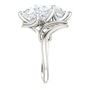 Cubic Zirconia Engagement Ring- The Yuli (Customizable 2-stone Princess Cut Design with Artisan Bypass Split Band) - Image 5