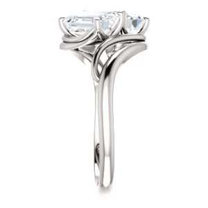 Cubic Zirconia Engagement Ring- The Yuli (Customizable 2-stone Radiant Cut Design with Artisan Bypass Split Band) - Image 5