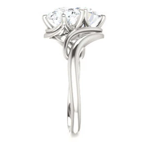 Cubic Zirconia Engagement Ring- The Yuli (Customizable 2-stone Round Cut Design with Artisan Bypass Split Band) - Image 5