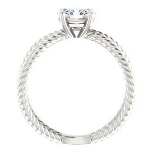 Cubic Zirconia Engagement Ring- The Zaylee (Customizable Oval Cut Solitaire with Wide Rope-Braiding "X" Split Band) - Image 3