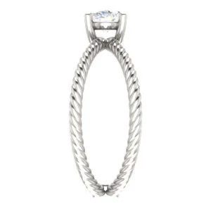Cubic Zirconia Engagement Ring- The Zaylee (Customizable Oval Cut Solitaire with Wide Rope-Braiding "X" Split Band) - Image 5