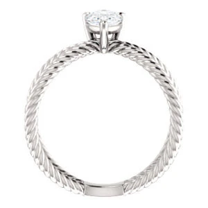 Cubic Zirconia Engagement Ring- The Zaylee (Customizable Pear Cut Solitaire with Wide Rope-Braiding "X" Split Band) - Image 3