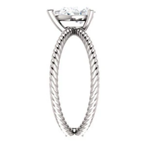 Cubic Zirconia Engagement Ring- The Zaylee (Customizable Pear Cut Solitaire with Wide Rope-Braiding "X" Split Band) - Image 5