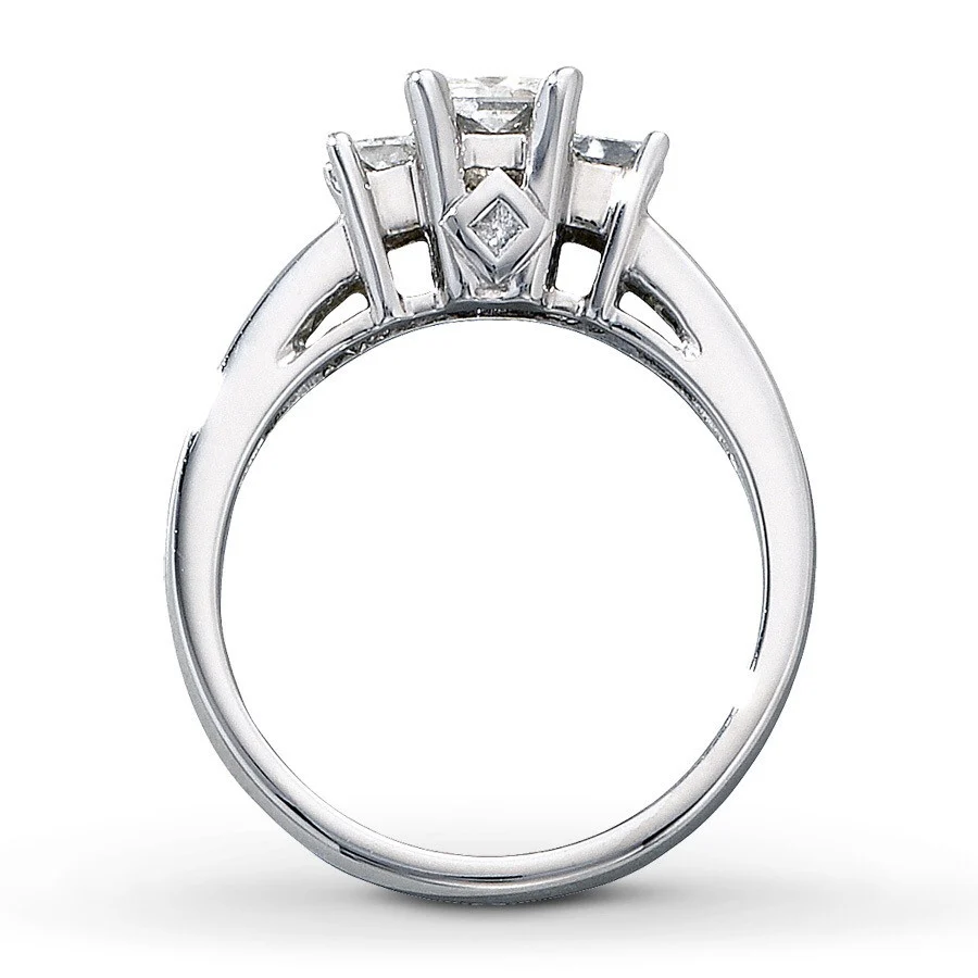 Cubic Zirconia Engagement Ring- The Celeste (1 Carat TCW 3-Stone Princess Cut) - Image 4