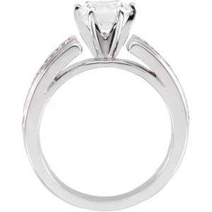 Cubic Zirconia Engagement Ring- The Natalie (Customizable Center Stone with Two-Tone Princess Channel Band) - Image 3