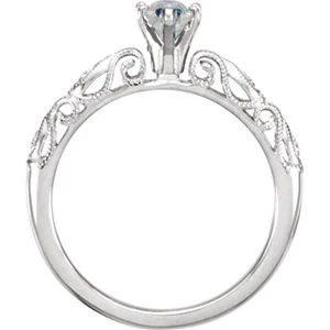 Cubic Zirconia Engagement Ring- The ________ Naming Rights 69-805 (Customizable Vintage Inspired Filigree) - Image 3