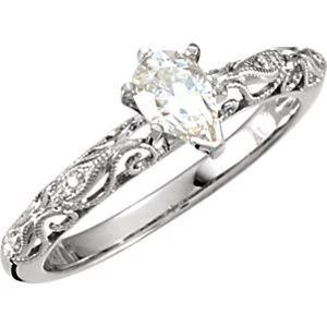 Cubic Zirconia Engagement Ring- The ________ Naming Rights 69-805 (Customizable Vintage Inspired Filigree) - Image 4