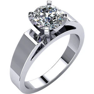 Cubic Zirconia Engagement Ring- The Sherri (Customizable Wide Band Cathedral Solitaire) - Image 2
