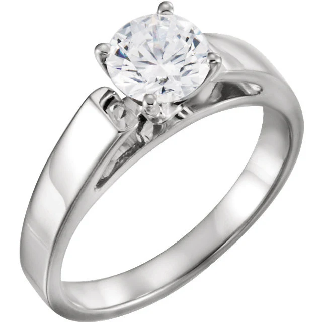 Cubic Zirconia Engagement Ring- The Sherri (Customizable Wide Band Cathedral Solitaire) - Image 3