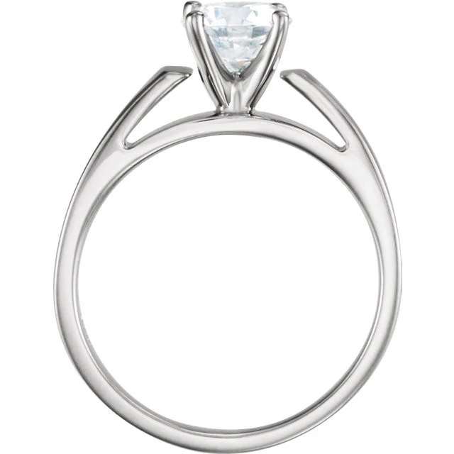 Cubic Zirconia Engagement Ring- The Sherri (Customizable Wide Band Cathedral Solitaire) - Image 4